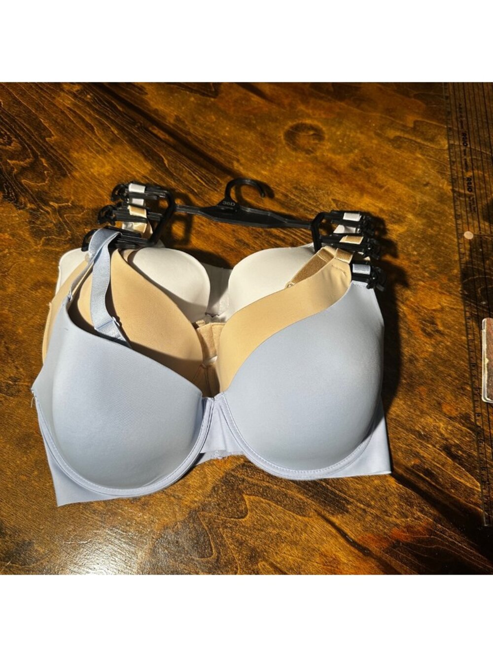 Sophie B  36D  White Nude Light Blue  Nylon Spandex  3-Pack Sophie B Breathable